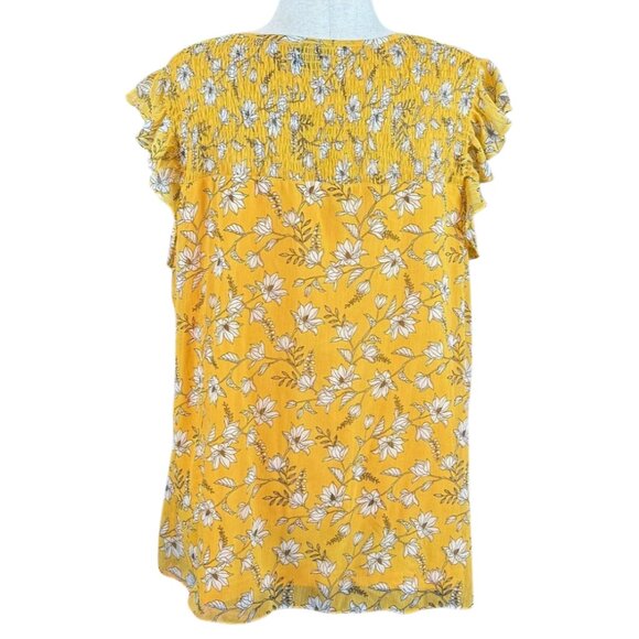 CITY CHIC YELLOW FLORAL CAP SLEEVE BLOUSE, SIZE 20 - Picture 3 of 5